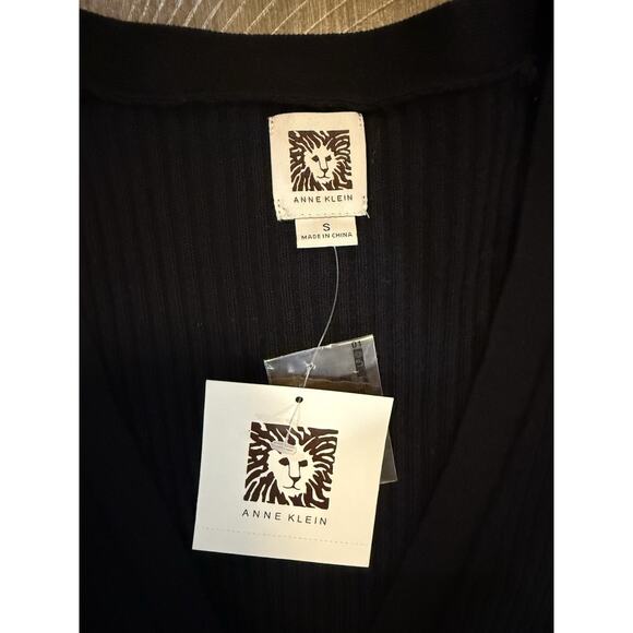 NWT Anne Klein Black Ribbed Long Sleeve Button Up Sweater Top Womens Size Small - Picture 5 of 14